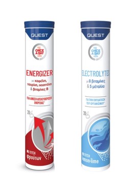 Quest PROMO Εnergizer Σύμπλεγμα Βιταμινών Β Γεύση Φρούτων 20 Αναβράζοντα Δισκία & Electrolytes για Ενυδάτωση του Οργανισμού Lemon-Lime 20 Αναβράζοντα Δισκία