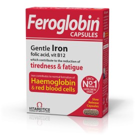 Vitabiotics Feroglobin Gentle Iron Capsules Συμπλήρωμα Σιδήρου Βραδείας Αποδέσμευσης 30 Κάψουλες