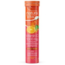 Natura Vita Vitamin C 1000mg Orange για την Ενίσχυση του Ανοσοποιητικού Πορτοκάλι 20 Αναβράζοντα Δισκία