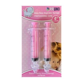 Pruno Professional Care Baby Nose Aspirator Syringe With Silicone Nose Σύριγγα Ρινικής Αποσυμφόρησης για 4m+ Ροζ 2 Τεμάχια