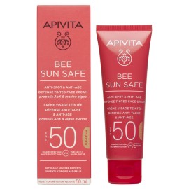 Apivita Bee Sun Safe Anti Spot Anti Age Tinted Face Cream SPF50 Αντηλιακή Κρέμα Προσώπου Κατά των Πανάδων και Ρυτίδων με Χρώμα Βελούδινης Υφής 50ml