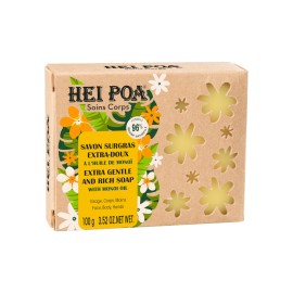 Hei Poa Extra Gentle & Rich Soap with Monoi Oil Μπάρα Σαπουνιού για Πρόσωπο - Σώμα και Χέρια με Διακριτικό Άρωμα 100gr