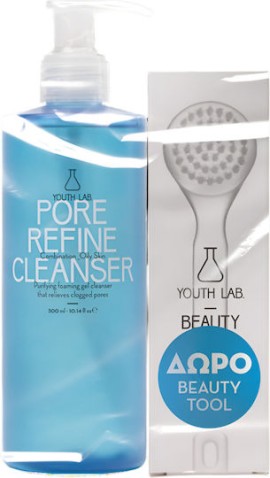 Youth Lab PROMO Pore Refine Cleanser Καθαρισμού Προσώπου / Ματιών για Μικτές & Λιπαρές Επιδερμίδες 300ml & Beauty Tool Βουρτσάκι Καθαρισμού 1 Τεμάχιο