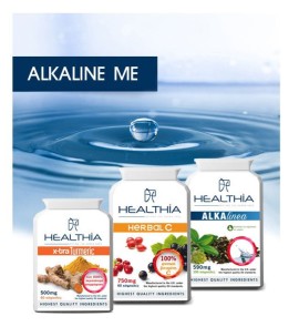 Healthia Bundle [Alcaline me] Xtra Turmeric 500mg Κουρκουμάς 60 Κάψουλες - Herbal C 750mg Συμπλήρωμα για το Ανοσοποιητικό Σύστημα 60 Φυτικές Κάψουλες - Alkalinea 590mg Θωράκιση Οργανισμού 100 Κάψουλες