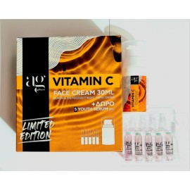 Ag Pharm PROMO Vitamin C Face Cream Κρέμα Προσώπου με Αντιοξειδωτική Δράση 30ml - ΔΩΡΟ 5 Youth Serum Ενυδατικός Ορός Προσώπου 5x2ml