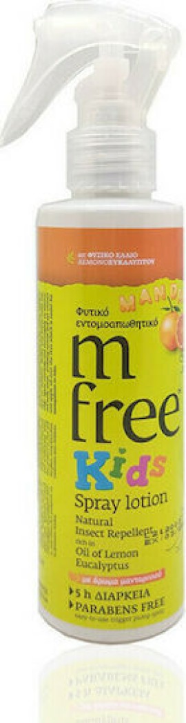 BNeF M Free Kids Spray Lotion Mandarin Παιδικό Φυτικό Εντομοαπωθητικό με Άρωμα Μανταρίνι 125ml