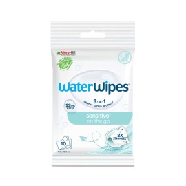 WaterWipes Bio On the Go Sensitive + Newborn & Baby Μωρομάντηλα με 99,9% Νερό 10 Τεμάχια Pocket Size