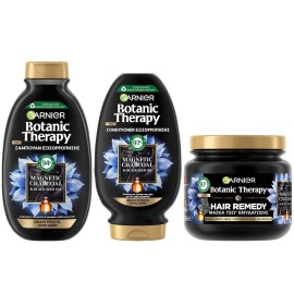 Garnier Bundle Botanic Therapy Magnetic Charcoal Σαμπουάν 400ml - Conditioner Εξισορρόπησης 200ml - Hair Remedy Mask Ενυδάτωσης 340ml