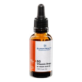 Super Health Vitamin D3 1000iu Drops in Virgin Olive Oil Ορθομοριακό Συμπλήρωμα Διατροφής 15ml