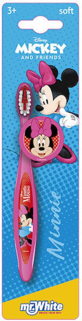 Mr.White Minnie Soft Παιδική Οδοντόβουρτσα με Ροζ Καπάκι για 3+ Ετών Μαλακή 1 Τεμάχιο