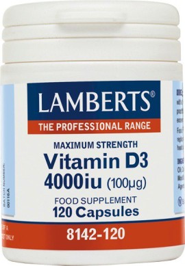 Lamberts Vitamin D3 4000IU (100μg) Συμπλήρωμα Διατροφής για το Ανοσοποιητικό Σύστημα 120 Κάψουλες
