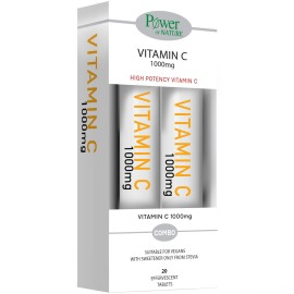Power of Nature PROMO Vitamin C 1000mg με Γεύση Πορτοκάλι & Γλυκαντικό Stevia 2 x 20 Αναβράζοντα Δισκία [1+1 ΔΩΡΟ]