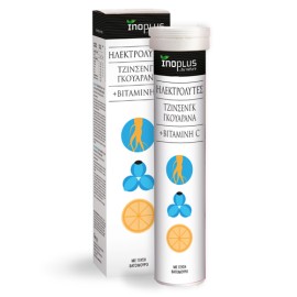 InoPlus Ηλεκτρολύτες με Ginseng & Guarana + Vitamin C με Γεύση Βατόμουρο 20 Αναβράζοντα Δισκία