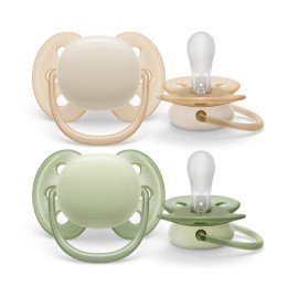 Avent Philips Ultra Soft Πιπίλες Σιλικόνης για 0-6m+ Αγόρι Μπεζ - Λαδί 2 Τεμάχια [SCF091/32]