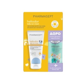 Pharmasept PROMO Heliodor Baby Sun Cream SPF50 με Φυσικό Αντηλιακό Φίλτρο Βρεφική Αντηλιακή Κρέμα Προσώπου & Σώματος 100ml & Mild Bath Απαλό Βρεφικό Αφρόλουτρο 100ml