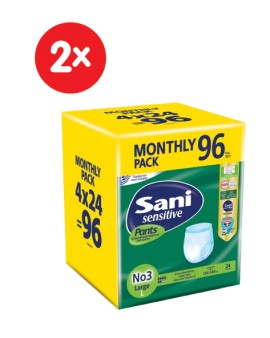 Sani SET Sensitive Pants Monthly Pack Large No3 Ελαστικό Εσώρουχο Ακράτειας 192 Τεμάχια [8 Πακέτα x 24 Τεμάχια]