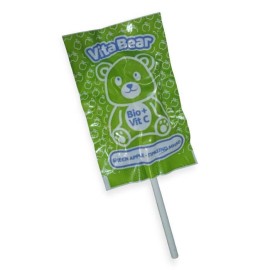 Meke Vita Bear Βιολογικό Γλειφιτζούρι με Βιταμίνη C Γεύση Πράσινο Μήλο 1 Τεμάχιο