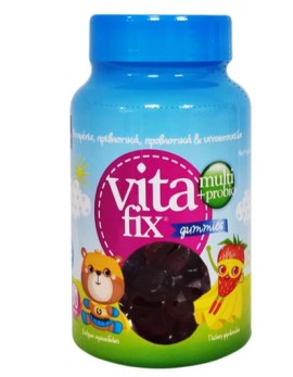 Intermed VitaFix Multi & Probio Gummies Ζελεδάκια με 9 Βιταμίνες, Πρεβιοτικά, Προβιοτικά και Ιχνοστοιχεία με Γεύση Φράουλα σε Βαζάκι 60 Ζελεδάκια
