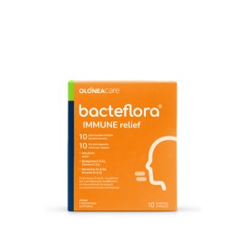 Olonea Bacteflora Immune Relief για την Άμυνα του Οργανισμού με Προβιοτικά, Πρεβιοτικά, Βιταμίνες D₃ & C, Σελήνιο & Ψευδάργυρο 10 Κάψουλες