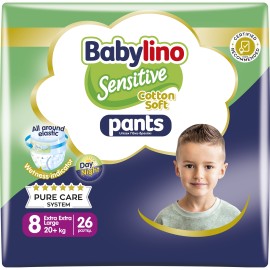 Πάνες Βρακάκι Babylino Pants Cotton Soft Unisex No8 Extra Extra Large [20kg] 26 Πάνες