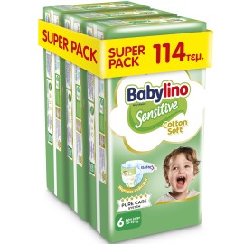 Πάνες Babylino Sensitive Cotton Soft Νο6 XL [13-18kg] Super Pack 114 Πάνες [3 Πακέτα x 38 Τεμάχια]