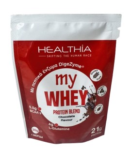 Healthia my Whey Protein Blend Πρωτεΐνη Ορού Γάλακτος & Σύμπλεγμα Πεπτικών Ενζύμων DigeZyme Σοκολάτα 30gr