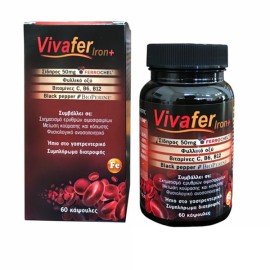 VivaPharm Vivafer Iron+ 50mg Συμπλήρωμα Σιδήρου 60 Κάψουλες