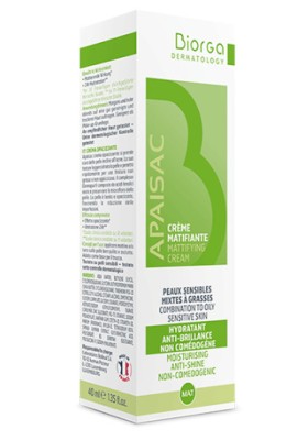 Biorga Apaisac Moisturising Mattifying Cream Ενυδατική Κρέμα Προσώπου - Ματ Αποτέλεσμα 40ml