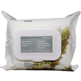 Korres Olympus Tea Deep Detox Cleansing Cloths Μαντηλάκια Καθαρισμού & Ντεμακιγιάζ 30 Τεμάχια