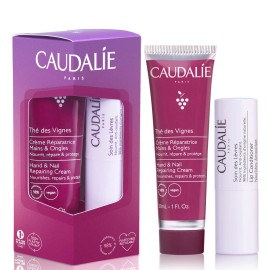 Caudalie PROMO The des Vignes Hand & Nail Repairing Cream Επανορθωτική Κρέμα Χεριών για Ξηρές Επιδερμίδες 30ml - Soin Des Levres Lip Conditioner Ενυδατικό Lip Χειλιών 4,5gr
