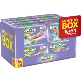 Μωρομάντηλα BabyCare PROMO Sensitive Plus Monthly Box 864 Τεμάχια [16 Πακέτα x 54 Μωρομάντηλα]