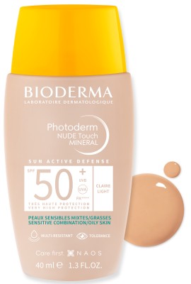 Bioderma Photoderm Nude Touch Mineral SPF50+ Claire Αντηλιακό Προσώπου με Χρώμα για το Μικτό προς Λιπαρό Δέρμα - Light Απόχρωση 40ml