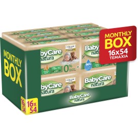 Μωρομάντηλα BabyCare PROMO Natura Μοnthly Box 864 Μωρομάντηλα [16 Πακέτα x 54 Τεμάχια]