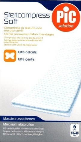 Pic Solution Stericompress Sterile Soft Αποστειρωμένα Επιθέματα Γάζας 18x40cm 6 Τεμάχια