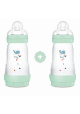 Mam Πλαστικό Μπιμπερό Easy Start Anti Colic με Θηλή Σιλικόνης για 2m Γαλάζιο Φαλαινάκι 2x260ml [355SBc]