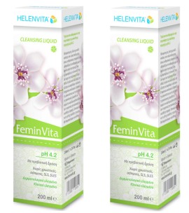 Helenvita PROMO FeminVita Cleansing Liquid ph4.2 Υγρό Καθαρισμού για την Ευαίσθητη Περιοχή με Άρωμα Αμύγδαλο 2x200ml