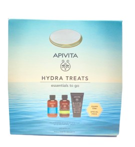 Apivita PROMO Hydra Treats Essentials To Go Hydration Moisturizing Shampoo Σαμπουάν Ενυδάτωσης 75ml - Tonic Mountain Shower Gel Αφρόλουτρο 75ml - Black Detox Cleansing Face & Eyes Gel Καθαρισμού Προσώπου και Ματιών 50ml