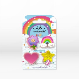 Invisibobble Clipstar Kids Happy World Παιδικά Κλιπ Μαλλιών 4 Τεμάχια