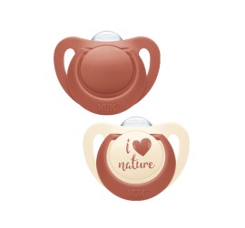 Nuk For Nature Πιπίλες Σιλικόνης για 18-36m+ με Κρίκο Χρώμα:Κόκκινο-Μπεζ 2 Τεμάχια