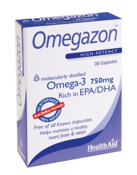 Health Aid Omegazon Συμπλήρωμα Διατροφής με Ωμέγα-3 Λιπαρά Οξέα για Καλή Λειτουργία της Καρδιάς & του Κυκλοφορικού 750mg 30 Κάψουλες