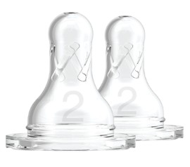 Dr Browns Options+ Θηλή Σιλικόνης Μέτριας Ροής για 3m+ Μπιμπερό με Στενό Λαιμό 2 Τεμάχια [322-ELX]