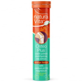 Natura Vita Osteo Plus Calcium & Magnesium Συμβάλλει στη Διατήρηση της Φυσιολογικής Κατάστασης των Οστών Πορτοκάλι 20 Αναβράζοντα Δισκία