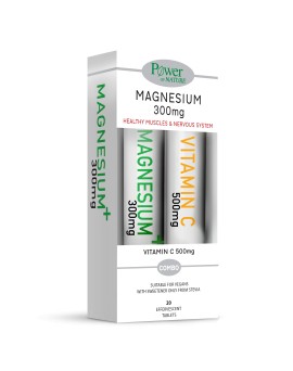 Power Health PROMO Power Of Nature Magnesium Stevia 300mg Συμπλήρωμα Διατροφής για την Καλή Υγεία των Μυών και του Νευρικού Συστήματος 20 Αναβράζοντα Δισκία - ΔΩΡΟ Vitamin C 500mg Stevia 20 Αναβράζοντα Δισκία