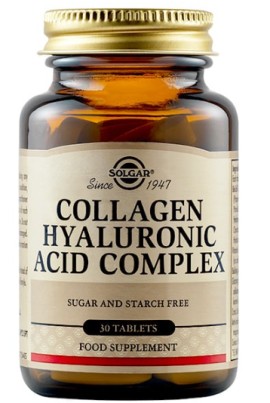 Solgar Collagen Hyaluronic Acid Complex 120mg Συμπλήρωμα Διατροφής με Υαλουρονικό και Κολλαγόνο 30 Ταμπλέτες