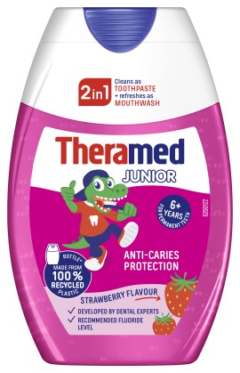 Theramed 2 σε 1 Οδοντόκρεμα για Παιδιά από 6 Ετών και άνω σε Μορφή Gel Φράουλα 75ml