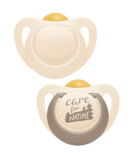 Nuk For Nature Πιπίλες Καουτσούκ για 0-6m με Κρίκο Χρώμα:Μπεζ - Γκρι 2 Τεμάχια [10.726.083]