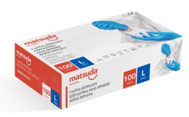 Matsuda Γάντια Νιτριλίου Μπλε Μιας Χρήσης Χωρίς Πούδρα Μέγεθος:Large 100 Τεμάχια