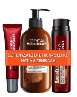 LOreal Paris PROMO Men Expert Barber Club Beard, Face & Hair Wash Gel 200ml - Face Moisturiser 50ml - Vita Lift Anti-Ageing Eye Cream 15ml