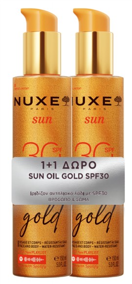 Nuxe PROMO Sun Oil Gold SPF30 Ιριδίζον Λάδι Μαυρίσματος Προσώπου & Σώματος 2x150ml