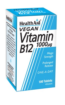 Health Aid Vitamin B12 1000mg Συμπλήρωμα Διατροφής Βραδείας Αποδέσμευσης με Βιταμίνη Β12 για Τόνωση και Αντοχή 100 Ταμπλέτες